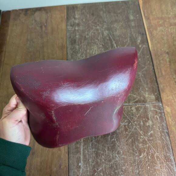 Vintage solid wood clover shamrock painted dark red serving decorative bowl - Picture 5 of 6